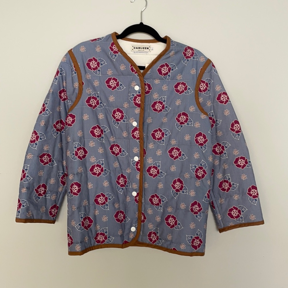 NWT Carleen for Anthropologie Floral Quilted Snap Front Jacket Size Small - Picture 5 of 9